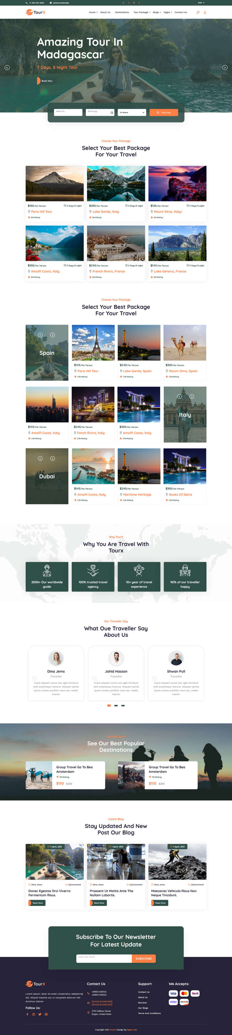 Bootstrap大气的旅游套餐服务HTML5网站模板